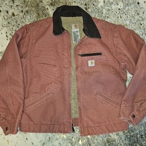 VINTAGE Carhartt Women’s Salmon/Rose Detroit Jacket with corduroy collar LARGE